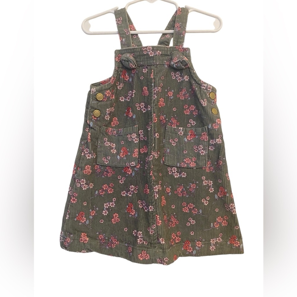 Btween Floral Print Corduroy Overall Dress Size 3T
